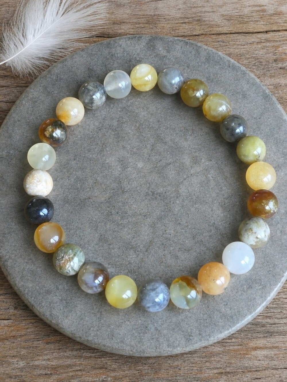 Antique Soochow Jade Beads Stretch Bracelet | Handmade